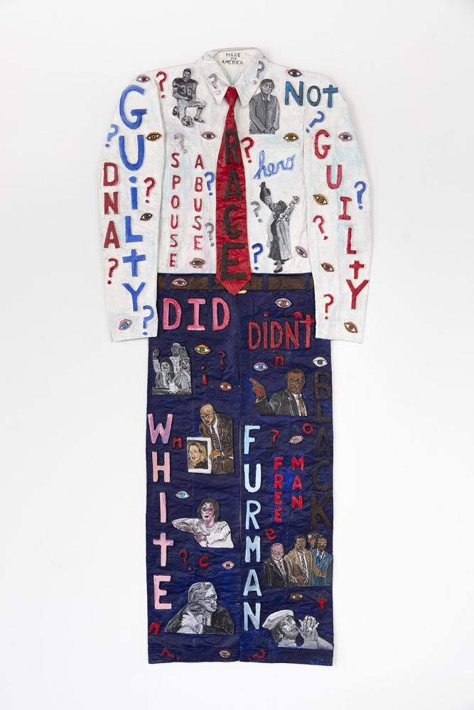 O.J. (Guilty or Not Guilty), 1996&amp;nbsp;
Painted paper mache, mixed media
63.5 x 27.75 x 0.25 inches