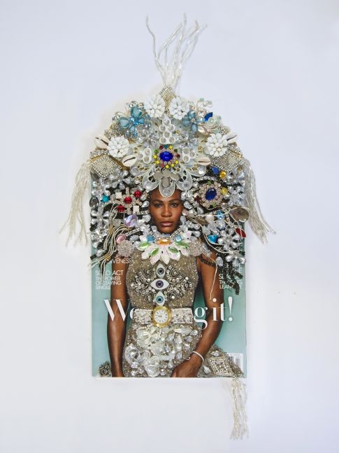 Serena as Black Madonna #1, 2015
Mixed-media collage on Vogue magazine
21 x 16 x 1.5&amp;nbsp;inches