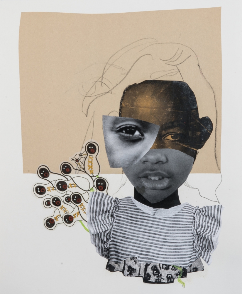 Deborah Roberts
Miseducation of Mimi #152, 2013-17
Collage, mixed media on paper
17 x 14 inches