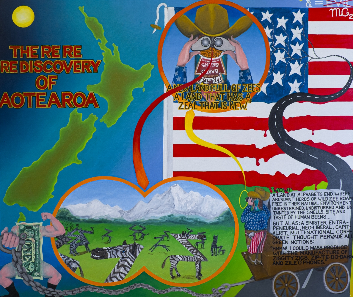 The re re rediscovery of Aotearoa, 2006
Oil on canvas
65 3/4 x 78 inches