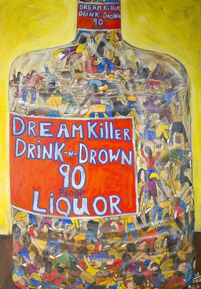 Life Trapped In The Bottle, 2004
Acrylic on Textured Canvas
63.5 x 44.5 inches