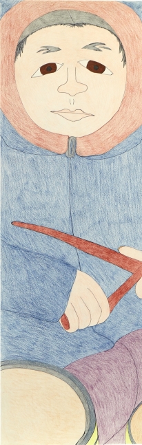 A drummer boy with a blue Tasitsuq parka, 2006
Colored pencil &amp;amp; ink on paper
39.75 x 13 inches