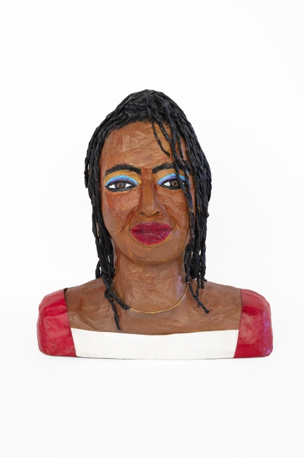 Woman with Ruby Red Lips and Dreadlocks, 1990-2003
Painted papier-m&amp;acirc;ch&amp;eacute; and mixed media
19 x 17 x 10.5 iches