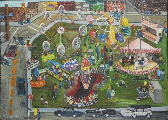 A Day At The Carnival, 1996
Acrylic on Textured Canvas
62 x 85&amp;nbsp;inches