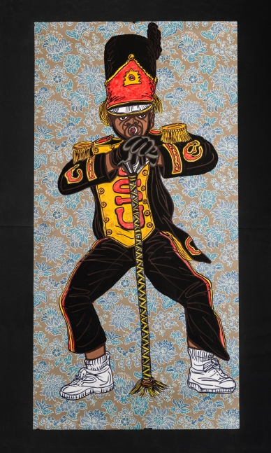 Keith Duncan
Grambling State University Drum Major 5, 2020
Acrylic on wallpaper mounted to canvas
61 x 37 inches&amp;nbsp;